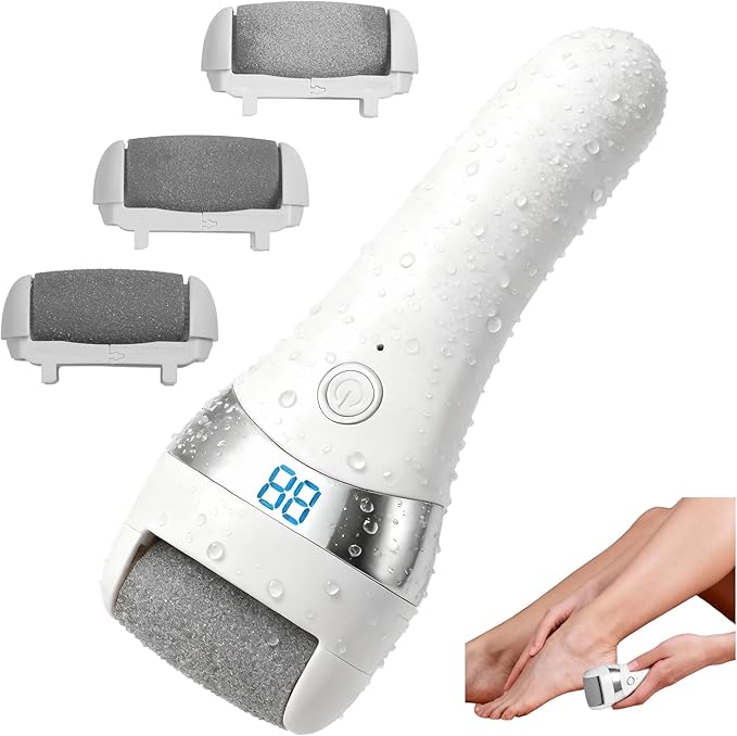 Electric Foot Callus Remover, Rechargeable Foot Care Tool with 3 Speed Settings, Waterproof Foot File, Portable Foot Dead Skin Remover, Smooth Heels, Home or Travel Spa Foot Care