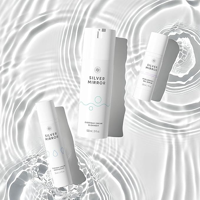 Skincare Set, Everyday Cream Cleanser 5 fl oz, Everyday Cream Moisturizer 1.7 fl oz, Hyaluronic Acid Face Serum 1 fl oz, for All Skin Types, Skincare Solution