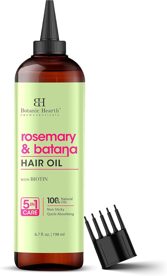 Botanic Hearth 100% Pure Rosemary Batana Oil for Hair Growth| Hair Oil Repairs Dry Damaged Hair, Strengthening, Healthier - Hair Tonic, 6.7fl oz