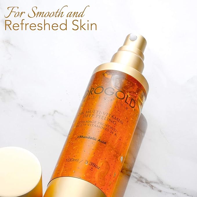 OROGOLD White Gold 24K Multi-Vitamin Deep Peeling - Facial Exfoliator with Gold, Walnut, Coconut, Green Tea, Mandelic, Vitamins A C E - 1.76 Fl. Oz.
