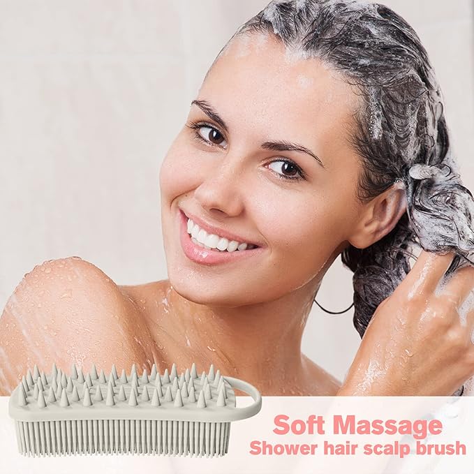 Silicone Body Scrubber, Gentle Exfoliating Scrub Brush with 22mm Soft Bristles, Deep Cleansing & Scalp Massage, Non-Slip Ergonomic Design, Fast Drying, Travel-Friendly for Shower Bath