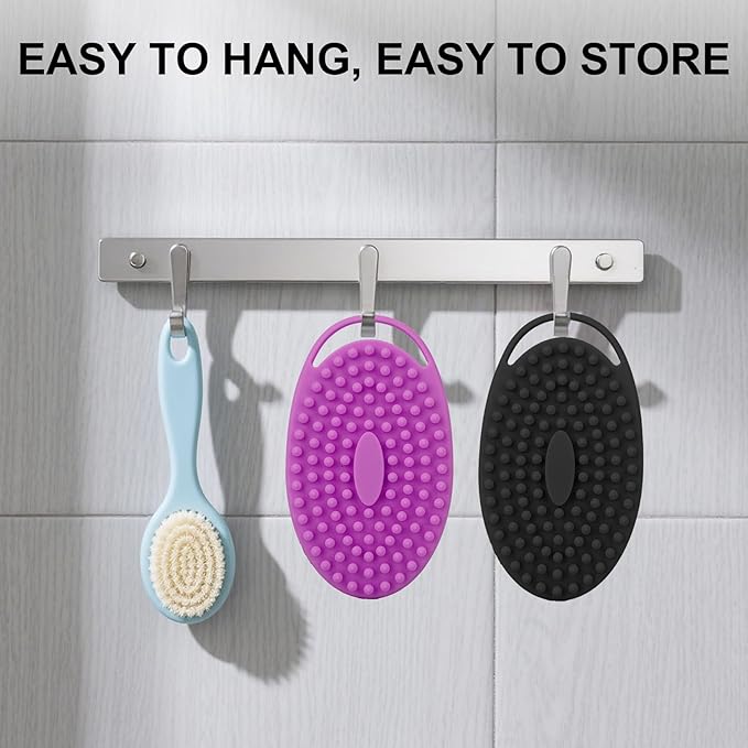 Soft Silicone Body Scrubber, 2 PCS Exfoliating Silicone Loofah, Body Scrubber Shower Brush Exfoliating and Massage 2 in 1, Bath Shower Brush for Cleaning Sensitive Skin Kids Women Men, Lather Well