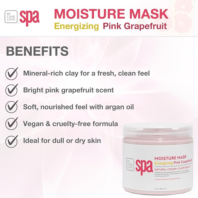 BCL SPA Organic Pink Grapefruit moisture mask for hands, foot mask, and body mask skin care spa treatment for women at home or professional spa with argan oil, olive oil, aloe vera, and kelp 16 fl oz