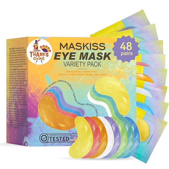 Under Eye Patches Variety Pack (48 Pairs), Stocking Stuffers for Women, Eye Masks for Dark Circles Puffy Eyes With 8 Colors (6 Pairs/Color), Vegan Skin Care Gifts for Teen Girls