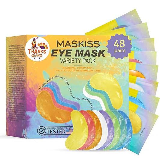 Under Eye Patches Variety Pack (48 Pairs), Stocking Stuffers for Women, Eye Masks for Dark Circles Puffy Eyes With 8 Colors (6 Pairs/Color), Vegan Skin Care Gifts for Teen Girls