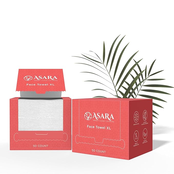 Asara Disposable Face Towel XL Facial Wipes | Organic Vegan Biodegradable | Add Water As a Makeup Remover | Sensitive Skin Face Towels - Clean Daily Towelettes (100 Count)