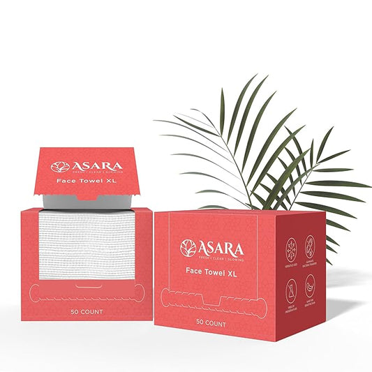 Asara Disposable Face Towel XL Facial Wipes | Organic Vegan Biodegradable | Add Water As a Makeup Remover | Sensitive Skin Face Towels - Clean Daily Towelettes (100 Count)