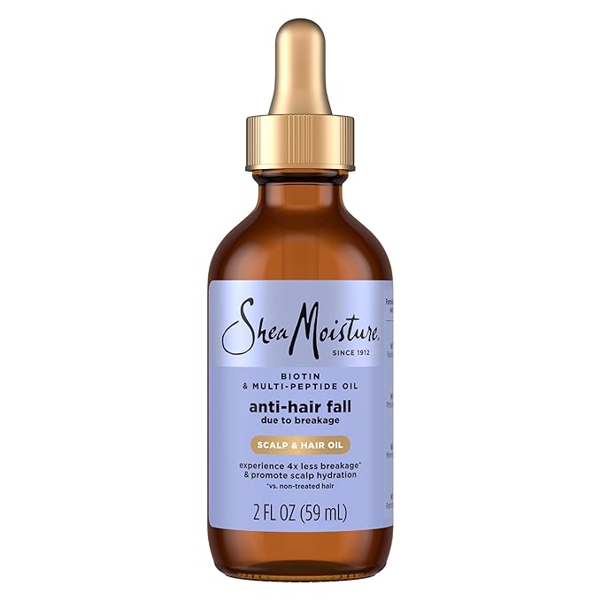 Shea Moisture Scalp & Hair Oil Anti-Hair Fall for Healthy Looking Hair and Moisturized Scalp, with Biotin & Multi-Peptide ScalpBoost Technology, 2 oz