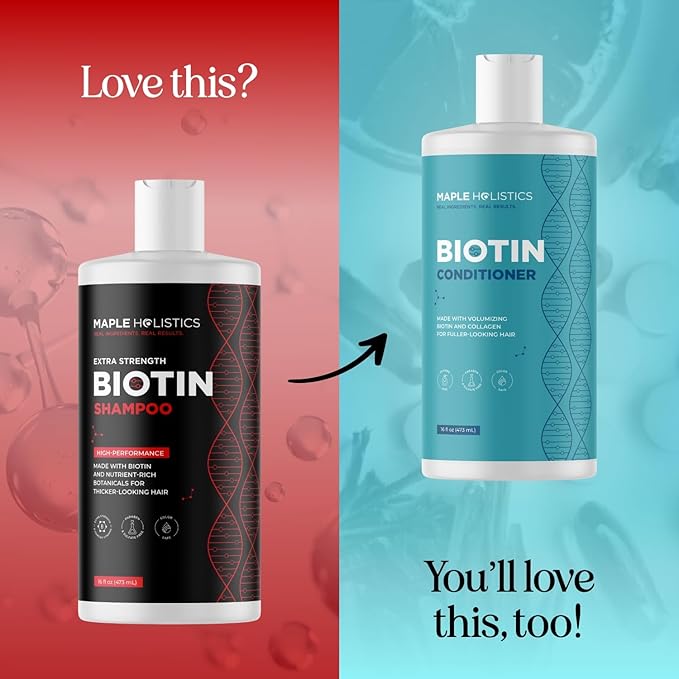 Ultra Biotin Shampoo for Thinning Hair - Extra Strength Volumizing Shampoo for Men and Women with B Vitamins and Rosemary Essential Oil - Sulfate Free Shampoo Biotin Formula for Hair and Scalp Care