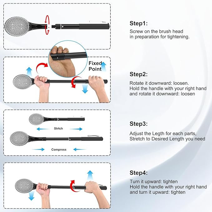 Back Scrubber for Shower,25" Long Handle Shower Brush for Body Exfoliator and Deep Clean,Back Scrubber for Shower for Men,Women and Elderly
