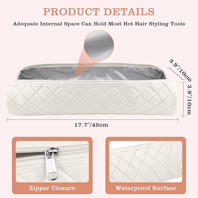 Large Hot Hair Tools Organizer Bag Portable Travel Heat Resistant Storage Case Pouch for Curling Irons, Flat Irons, Hair Straighteners and Styling Tools(17.7" x 3.9")