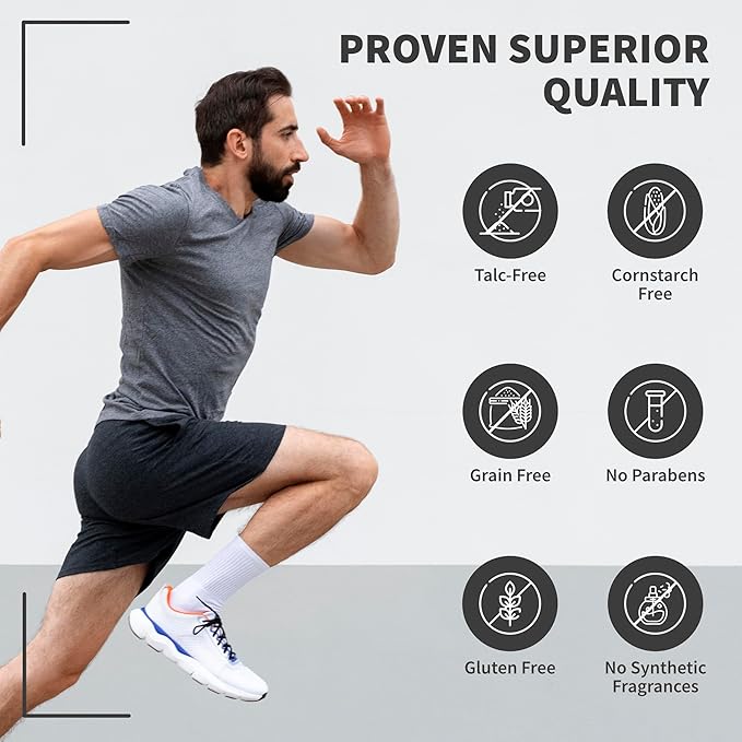 All Natural Mens Anti Chafing Powder, Deep Mined Calcium Bentonite Clay, Body, Groin, Arm Pit, Foot, Anti Chaf Powder, Paraben Free, Talc Free, Food Grade Organic, 8 oz