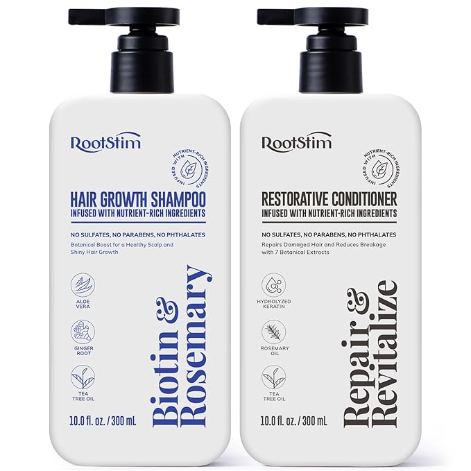 Hair Growth Shampoo and Conditioner Set - Rosemary & Biotin Shampoo and Conditioner for Hair Thickening - Botanical Boost for a Healthy Scalp, Hair Growth and Strengthen