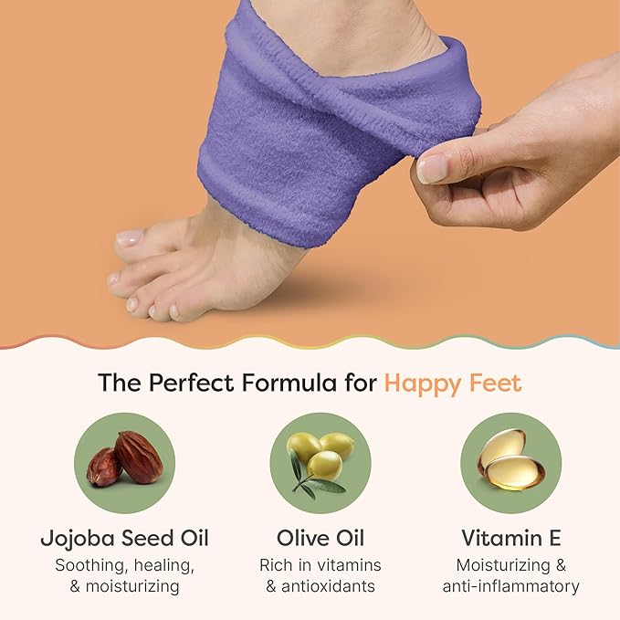 ZenToes Moisturizing Socks for Cracked Heel Treatment, Vitamin E, Olive Oil and Jojoba Oil Heel Socks, Stocking Stuffers for Women, Spa Self Care Gifts for Women (Fuzzy Lilac Purple, Regular)