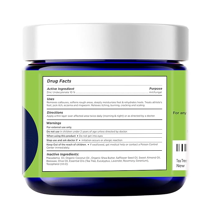 FOOT CURE Tea Tree Oil Balm – Moisturizer for Dry Cracked Feet – Instantly Hydrates & Soothes Irritated Skin & Athlete's Foot – Best Care for Women and Men (Pack of 1)