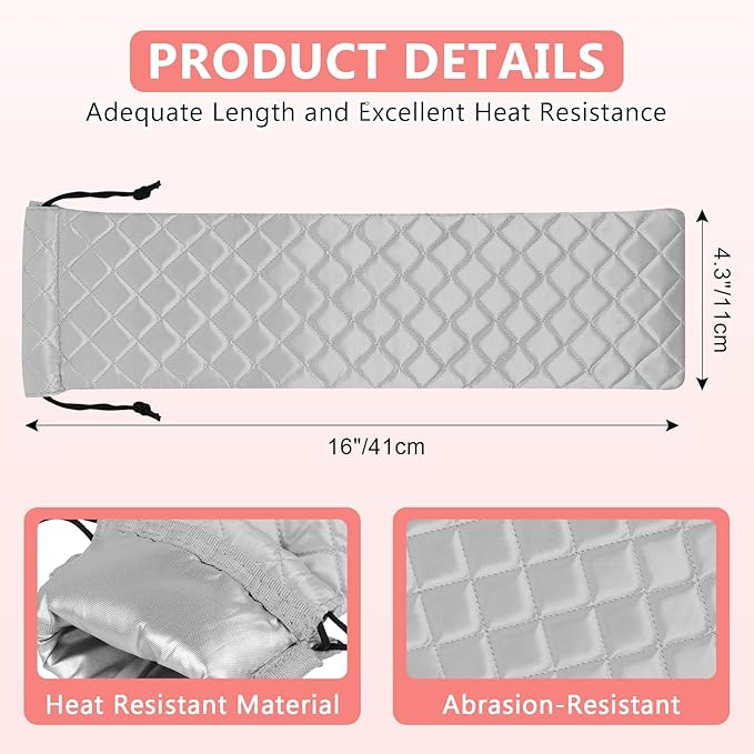 AMIJEAL Heat Resistant Hair Tools Organizer Bag Portable Travel Drawstring Storage Cover Pouch for Hair Straightening Irons, Curling Irons, Flat Irons and Hot Styling Tools(16" x 4.3")