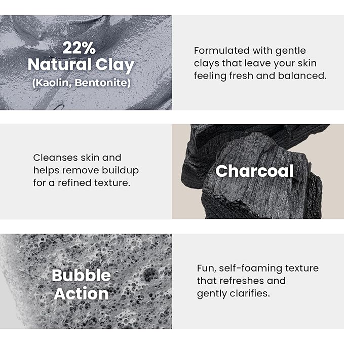 GLAM UP Clean Bubbling Carbonated Clay Mask for Face, Easy-Wash Off Pack, Deep Cleansing, Refreshing Skin Clay Mask, Korean Vegan Skin Care 135ml (4.56 Fl Oz)