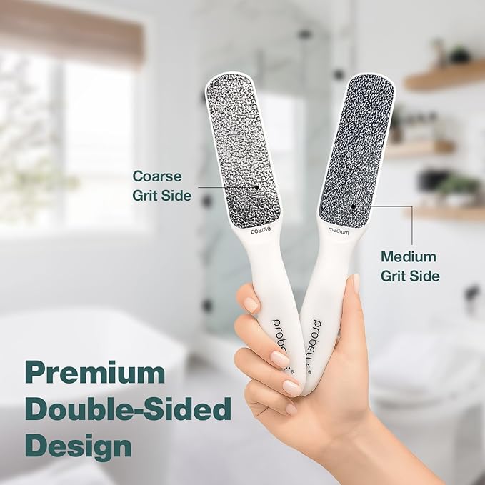 Probelle Double Sided Multidirectional Nickel Foot File Callus Remover - Immediately Reduces calluses and Corns to Powder for Instant Results, Safe Tool (White)