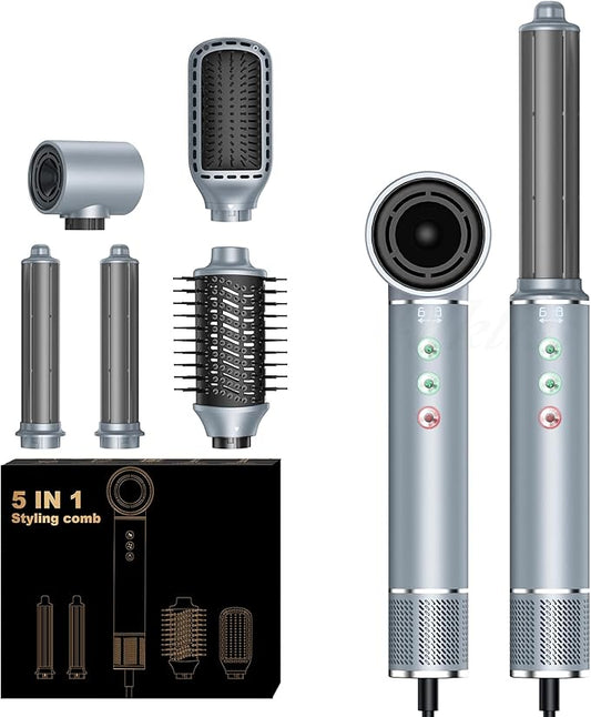 Hair Dryer Brush, 5 in 1 Blow Dryer Brush Set, High Speed Hot Air Styler, Auto Wrap Curlers for Frizz-Free Volume, Smooth Hair&No Heat Damage Hair Styling Tools Gift for Drying Curling Straightening