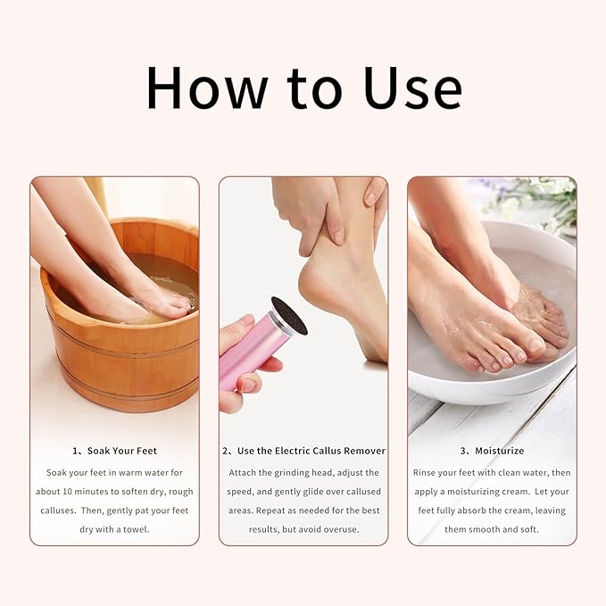 Dermave Electric Foot Callus Remover – Pedicure Tool with 60pcs Sanding Discs, Electric Foot Callus Remover, Callus Remover for Feet - Foot File for Dead Cracked Skin, Men/Women (Pink)
