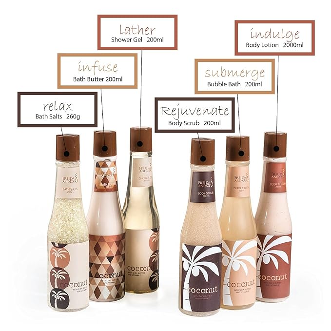 Tropical Milky Coconut Bath & Body Set Skin Care Bath for Women & Men Shower Gel, Bubble Bath, Bath Salts, Body Butter, Body Scrub, Body Lotion - Luxury Spa Set Luxury Body Care Gift Unisex