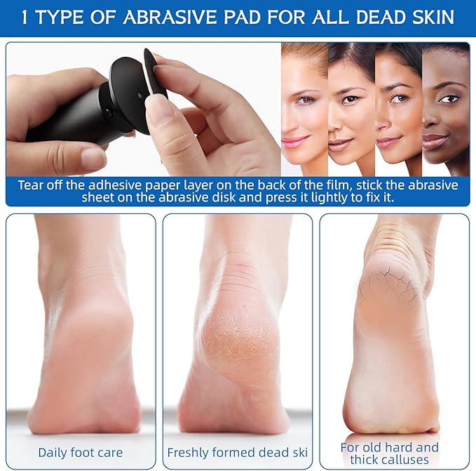 Electric Foot Callus Remover, Callus Remover for Feet, Foot File Grinder Tool with Speed Controller, Electric Callus Remover with 60pcs Replacement Sandpaper Disk for Women Men, Black