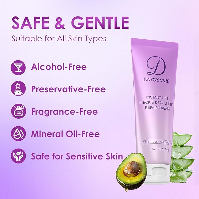 Retinol, Collagen & Hyaluronic Acid Neck Firming Cream – Anti-Aging Neck Cream for Firming & Tightening, Helps Improve the Look of Sagging Skin on Neck & Face, 1.76 Fl Oz