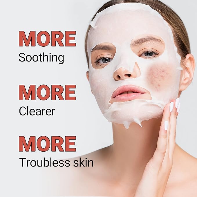 Troubless Clear Redmark Soothing Sheets 5pcs. | Hydrating Face Mask Sheets Beauty Moisturizer | Korean Skin Care for Teen Girls| Beauty Products for Women and Men