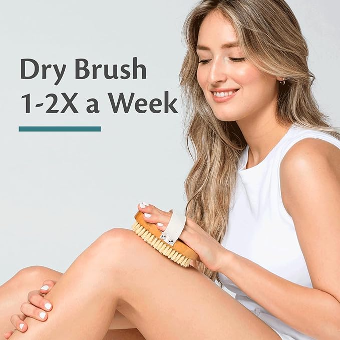 Firm Dry Brush & Shower Brush for Body - Handheld Back Scrubber Body Brush Exfoliator & Dead Skin Remover for Body Firm & Tighten Skin Improve Circulation for Men & Women by M3 Naturals