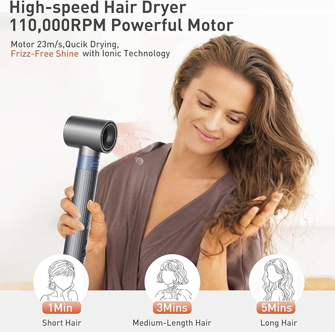 TANSHINE Blow Dryer Brush,Hair Dryer Brush with 110,000 RPM High-Speed Negative Ionic Hair Dryer,5 in 1 Hot Air Styler, Blow Dryer for Fast Drying Curling Volumizing Straightening Styling