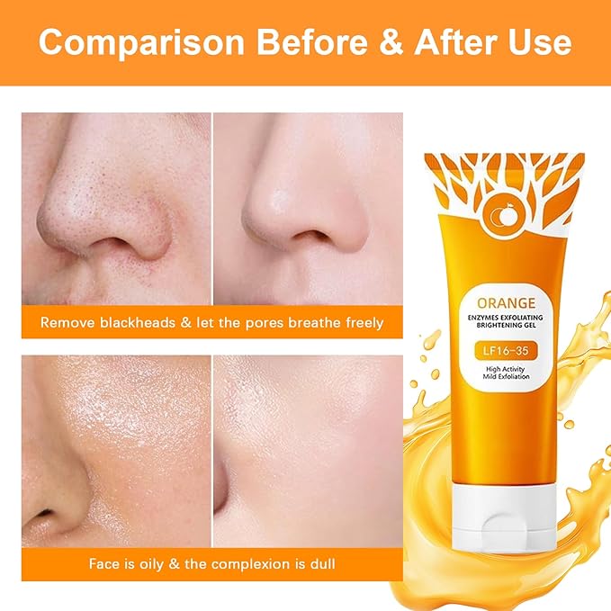 2Pcs Orange Exfoliating Gel For Face & Body,2026 Exfoliating Cleansing Gel Scrub,Pore Orange Peeling Scrub,Deep Clean Pores,Remove Blackheads & Moisturize Skin,All Types Skin
