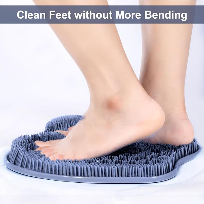 BESKAR Shower Foot Scrubber Mat with Non-Slip Suction Cups, Foot Spa Brush for Cleaning & Exfoliating Your Feet No Bend, Foot Points Reflexology Mat for Relax Your Feet