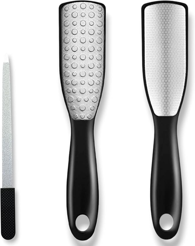 Professional Foot File & Callus Remover 2-in-1 Set –9.6" Foot Rasp with 6.7" Nail File Included–Elegant Sapphire Black–Dual-Sided, Durable & Hygienic Pedicure Tool for Smooth, Soft Feet–Wet & Dry Use