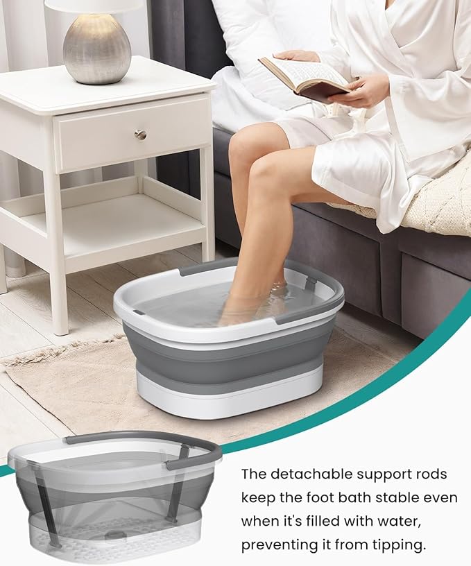 Nekteck Foot Soaking Tub Collapsible Bucket for Foot Bath Soak Tub, Foot Basin Foot Soaker with 138 Acupressure Nodes and Pumice Stone for Feet Massager Pedicure Foot Spa, Gifts for Men Women Dad Mom