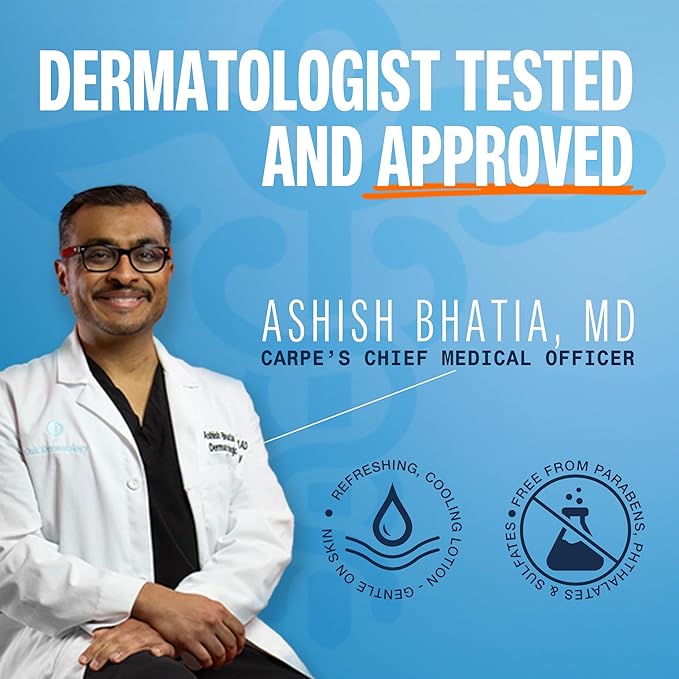 Carpe Sweat Absorbing Foot Lotion, A dermatologist-recommended solution to stop sweaty, smelly feet, Helps prevent blisters, Great for hyperhidrosis