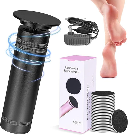 PowerPro Electric Foot Callus Remover,36W Professional 1200rpm Heavy Duty Metal Grinder for Dead Skin Automatic Foot Sander with 60pcs Sandpaper Pads for Home Use Pedicure Kit(Black)