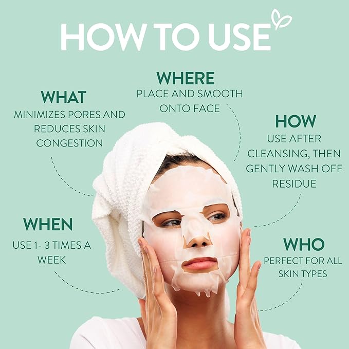 By Nature Face Mask with Hyaluronic Acid, Cica, and Aloe Vera - 5 Sheet Masks - Hydrating and Rejuvenating Skincare Set