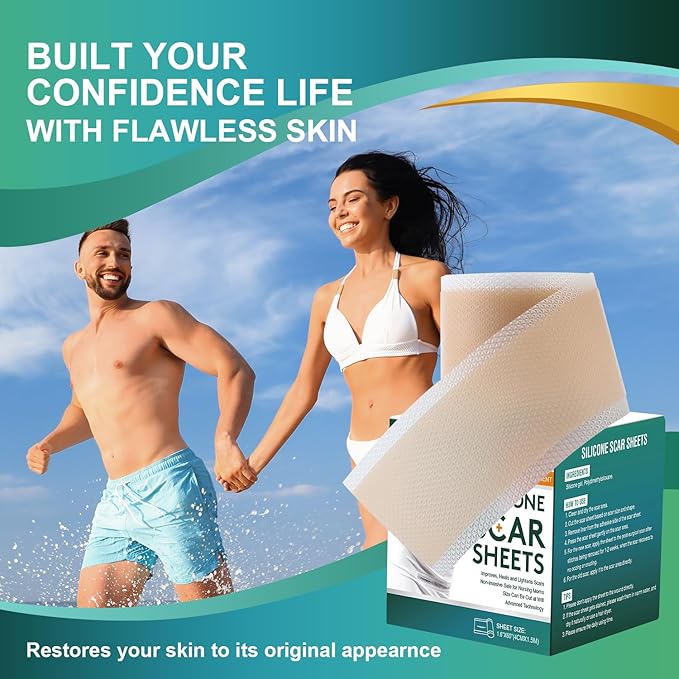 Medical Grade Silicone Scar Sheets, Silicone Scar Tape (1.6”x 60” Roll-1.5M), Professional Scar Removal Treatment, Reusable Silicone Scar Strip for Keloid, C-Section, Surgery, Burns, Acne Etc