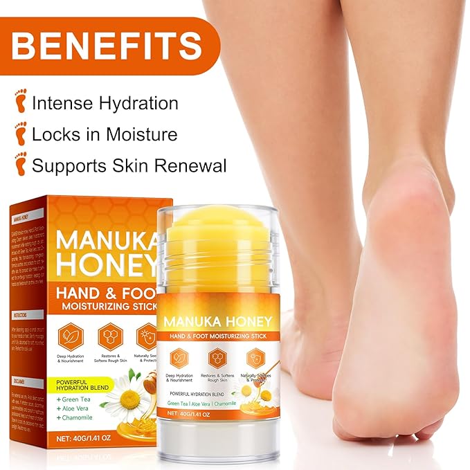 Manuka Honey Cracked Heel Treatment Balm Stick, Dry & Cracked Foot Repair for Intensively & Deeply Moisturizing & Hydrating, Soothing, with Shea Butter, Chamomile|1.41 Oz/40 G