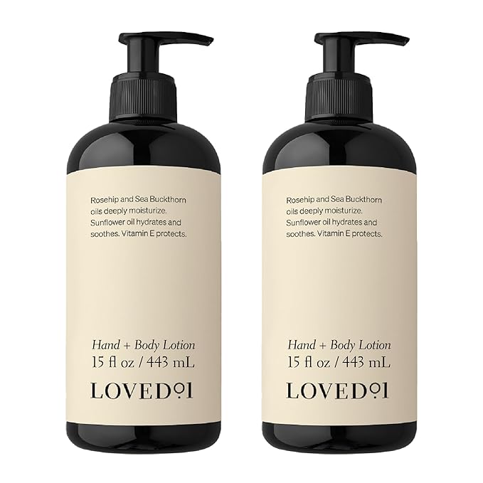 Loved01 Hand & Body Lotion, John Legend Skincare, Fragrance-Free, Daily Lightweight Cream, Oprah's Favorite Things, Formulated with Shea Butter & Vitamin E, 2-Pack (15 oz each)