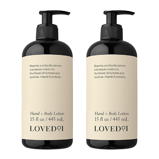 Loved01 Hand & Body Lotion, John Legend Skincare, Fragrance-Free, Daily Lightweight Cream, Oprah's Favorite Things, Formulated with Shea Butter & Vitamin E, 2-Pack (15 oz each)