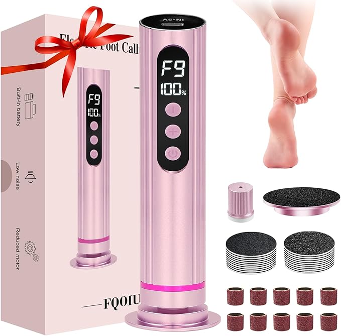 Electric Foot Callus Remover - 2 in 1 Electric Foot File,Adjustable Speed Foot File with Sandpaper Discs & Grinding Heads, 9 Speeds Callus Remover for Feet, Pedicure Tools for Valentine's Day Gift
