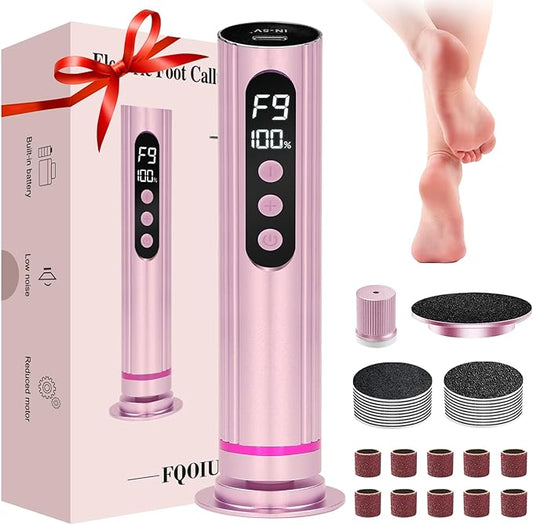 Electric Foot Callus Remover - 2 in 1 Electric Foot File,Adjustable Speed Foot File with Sandpaper Discs & Grinding Heads, 9 Speeds Callus Remover for Feet, Pedicure Tools for Valentine's Day Gift