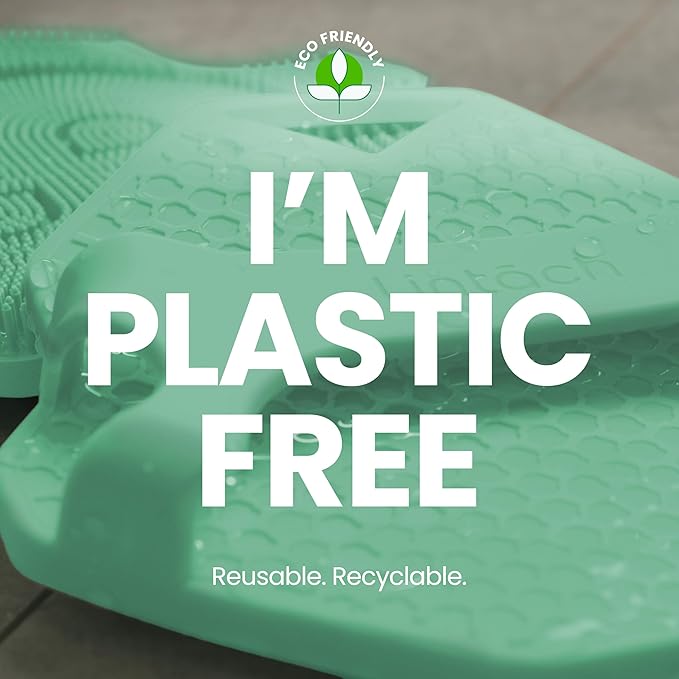 Silicone Shower Scrubber for Body – Exfoliating Loofah Alternative, Zinc & Silver-Infused, Hygienic & Gentle for Sensitive Skin, Durable & Long-Lasting Body Scrubber for Men - Mint