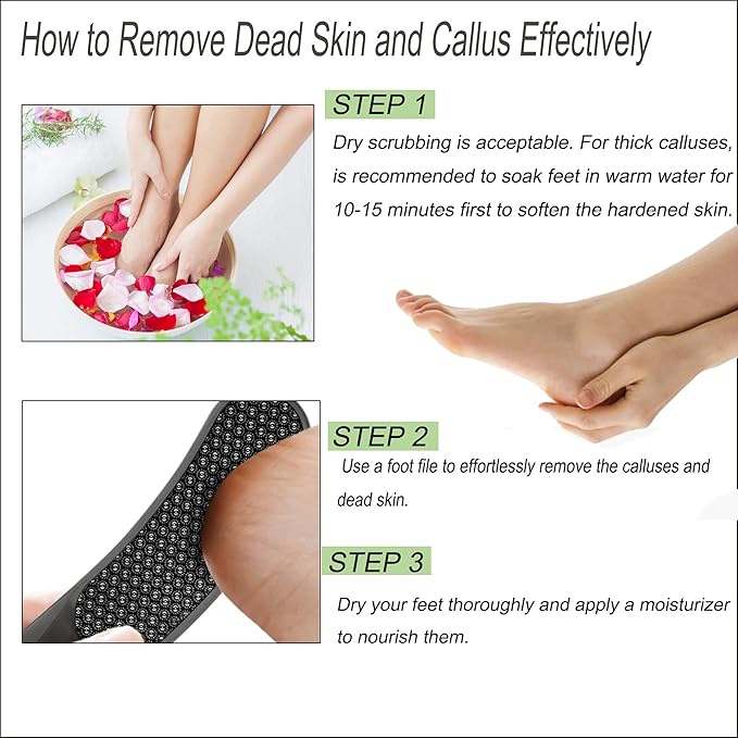 Nano Glass Foot File,Foot Callus Remover Hard Skin Remover for Feet with Handle Foot File Callus Remover with Nano-Level Grinding Points Durable Foot Scrubber Dead Skin Removal for Wet Dry (White)