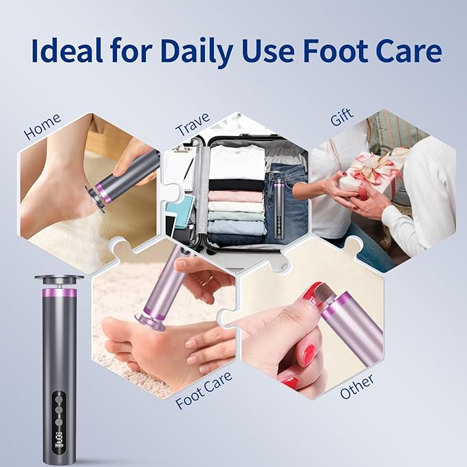 Electric Foot Callus Remover, 2-in-1 Feet Callus Remover, 2600mAh Battery, 9-Speed Adjustable Foot Grinding Tool, Includes 100 Sandpaper Sheets and Grinding Heads,Pedicure Tools for Dead Skin