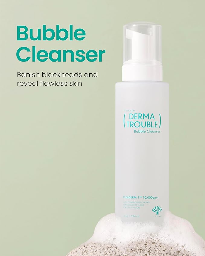Derma Trouble Bubble Cleanser 5.46floz Gentle Low-pH Bubble Cleanser for Comedonal Acne Remove Excess Sebum Dead Skin Impurities Korean Skin Care with Fusiderm-T 10000ppm