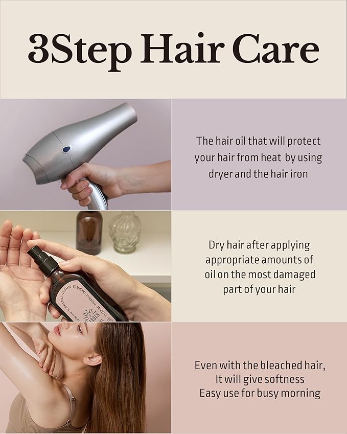 Milk Protein Intensive Perfume Hair Oil - Korean Anti Frizz Nourishing & Smoothing Hair Serum - Refreshing & Sweet Floral Scent - with 10,000ppm Argan Oil & 6 Plant-Based Oils, 3.38 fl.oz.