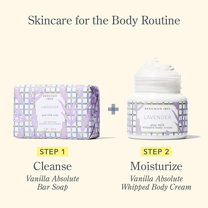 Beekman 1802 Whipped Body Cream – Moisturizes & Softens Skin with Goat Milk, Mango Seed Butter & Vitamin E – 8 oz – Lavender