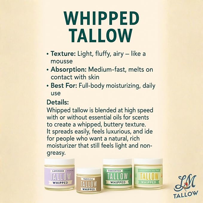 Whipped Tallow 9oz - All Natural Face Cream + Whole Body Moisturizer for Dry Skin - Made With Eucalyptus Oil - No Preservatives, Parabens or Seed Oils - USA Made (Eucalyptus Tea Tree)